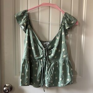 Green Floral Blouse